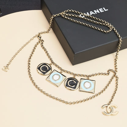Early spring multi accessory enamel letter waist chain