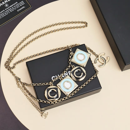 Early spring multi accessory enamel letter waist chain