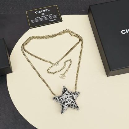 Heavy industry five pointed star long necklace, can be worn diagonally
