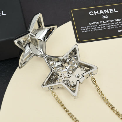 Heavy industry five pointed star long necklace, can be worn diagonally