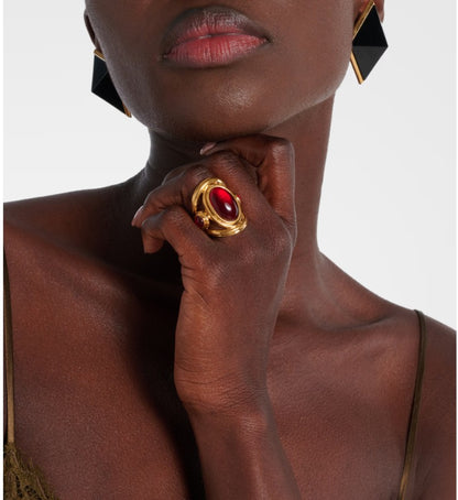 Vintage resin wide hollow ring