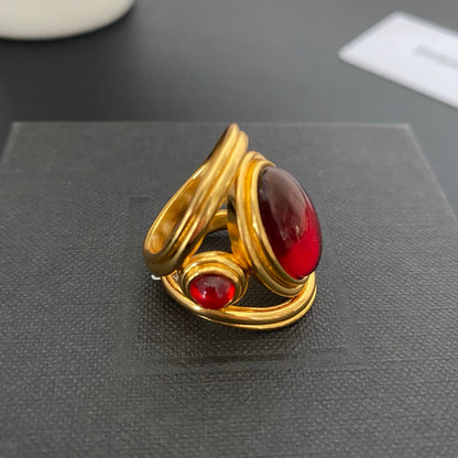 Vintage resin wide hollow ring