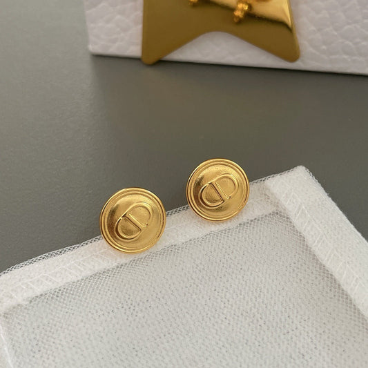 Small round brand earrings