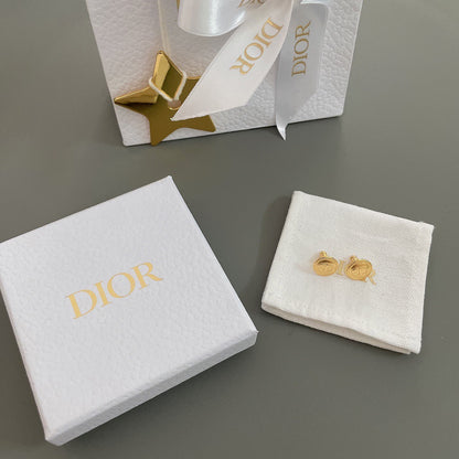 Small round brand earrings
