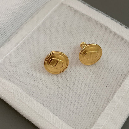 Small round brand earrings