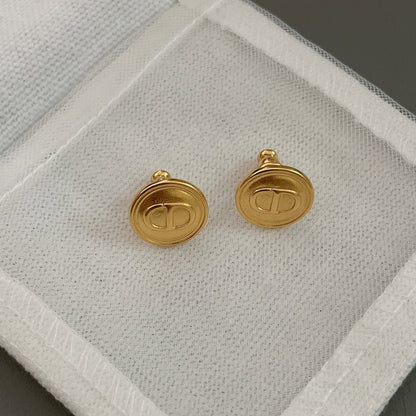 Small round brand earrings