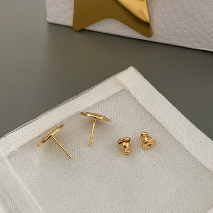 Small round brand earrings
