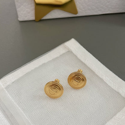 Small round brand earrings