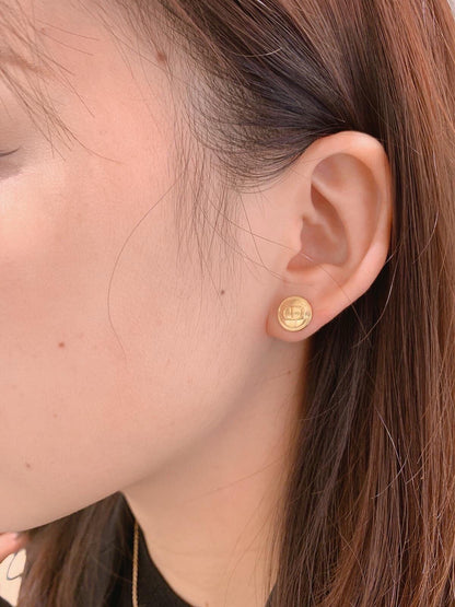Small round brand earrings