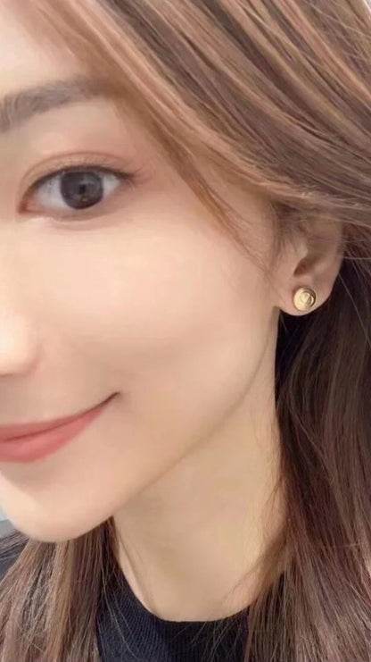 Small round brand earrings
