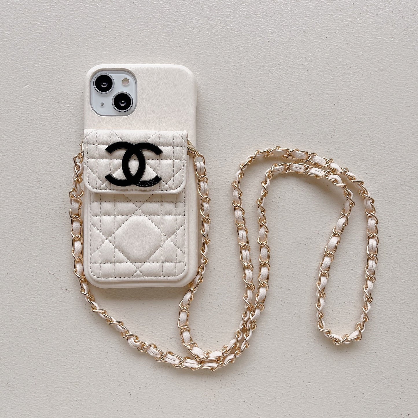 Elegant Leather Chain Lanyard Case