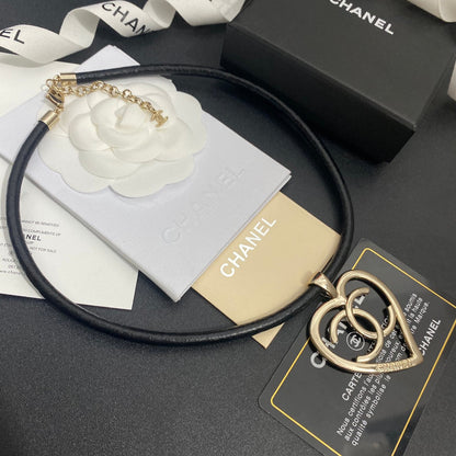Heart Cutout Leather Necklace