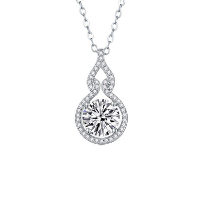 925 silver inlaid moissanite water drop necklace six-claw pendant collarbone chain