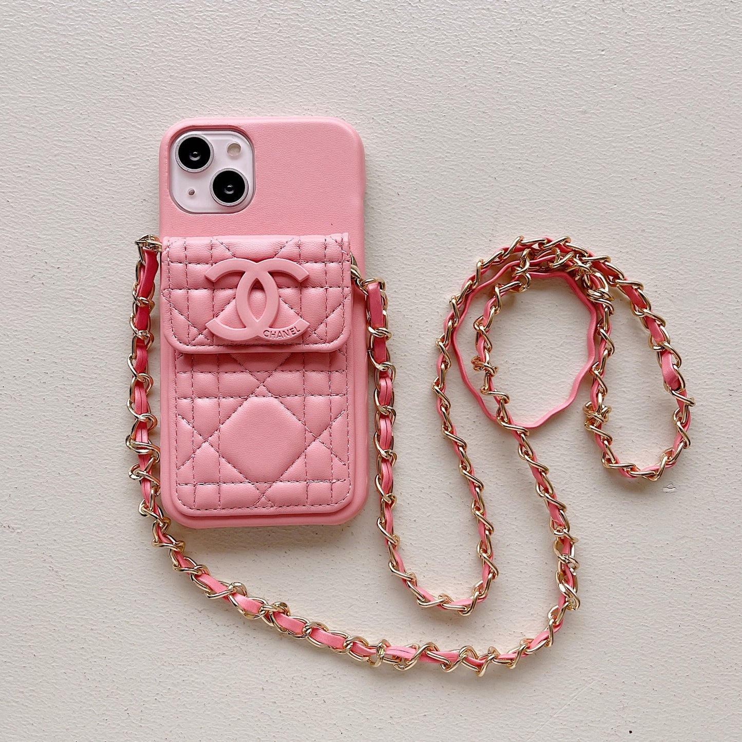 Elegant Leather Chain Lanyard Case