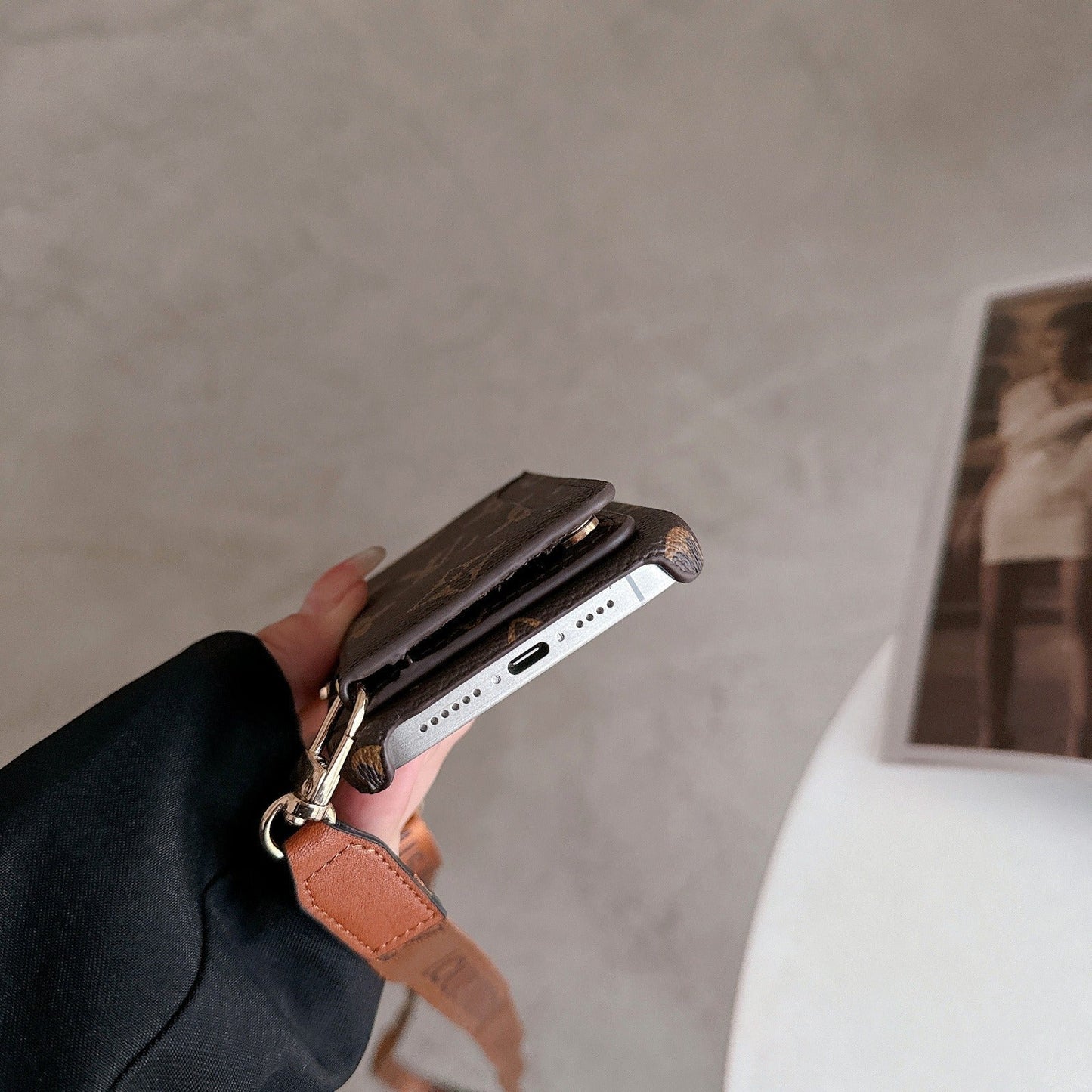 Premium Leather Wallet Lanyard Case
