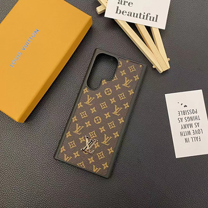 Monogram Leather Metal Logo Case