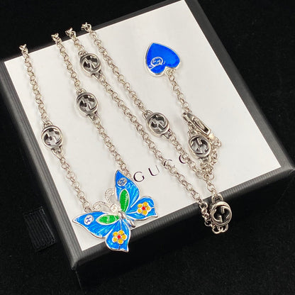 Enamel Craft Butterfly Pendant Necklace