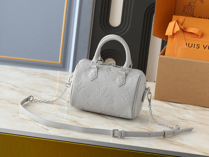 Grey embossed leather bag