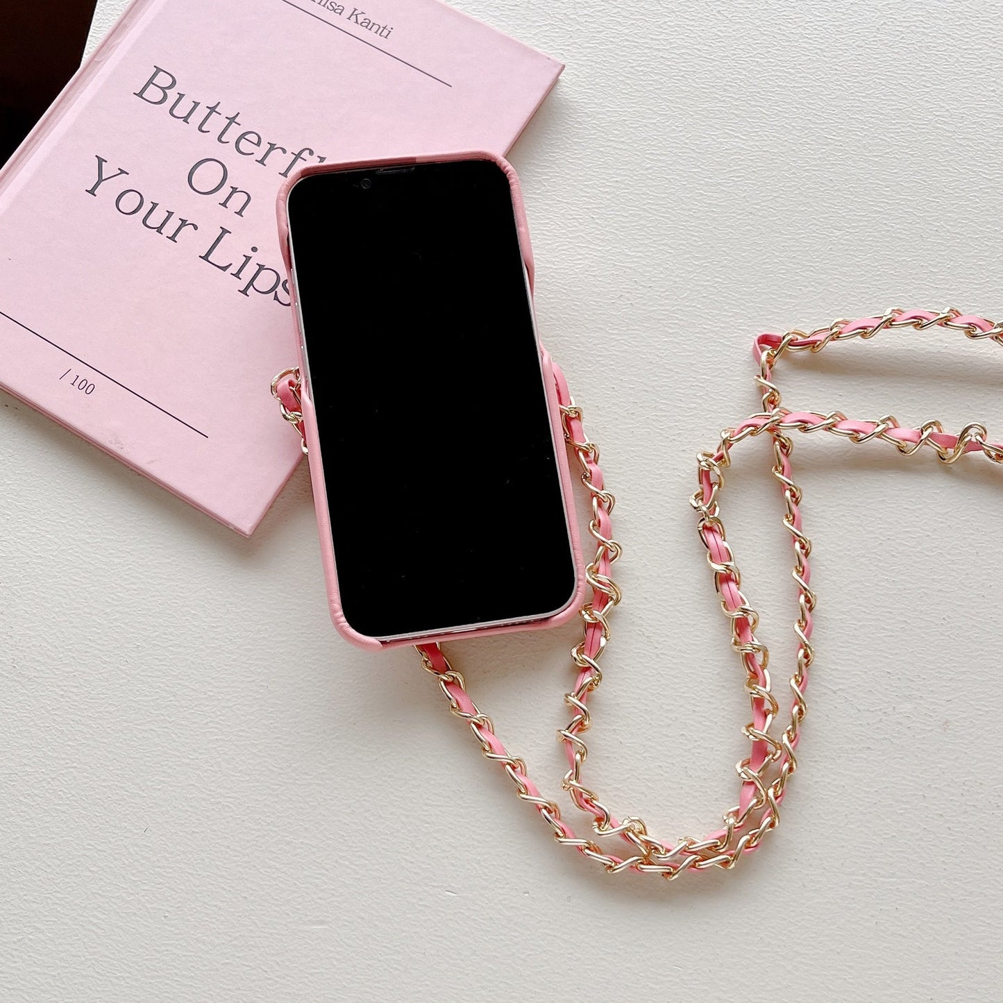 Elegant Leather Chain Lanyard Case