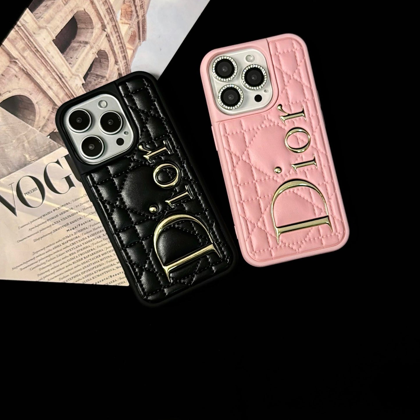 Soft Leather Gold Stamped Letters Case