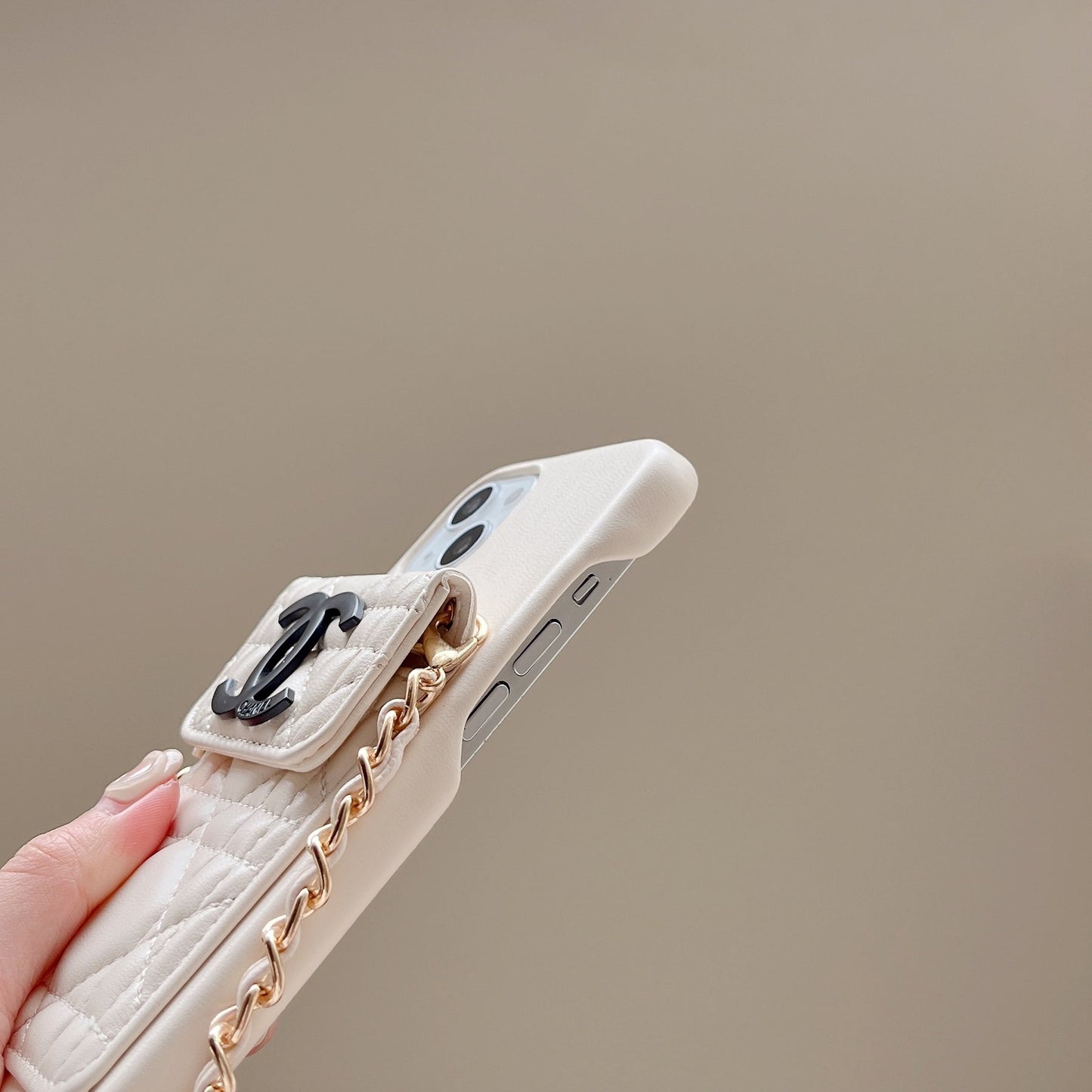 Elegant Leather Chain Lanyard Case