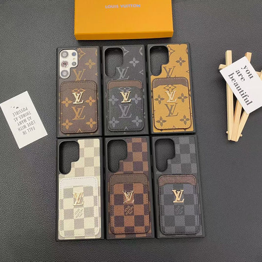 Classic Leather Metal Logo Card Holder Samsung Case