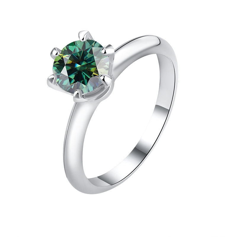 Classic six-claw mozzarella diamond GRA diamond ring s925 sterling silver 1 carat ring premium sense marriage proposal