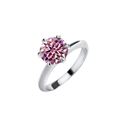 Classic six-claw mozzarella diamond GRA diamond ring s925 sterling silver 1 carat ring premium sense marriage proposal
