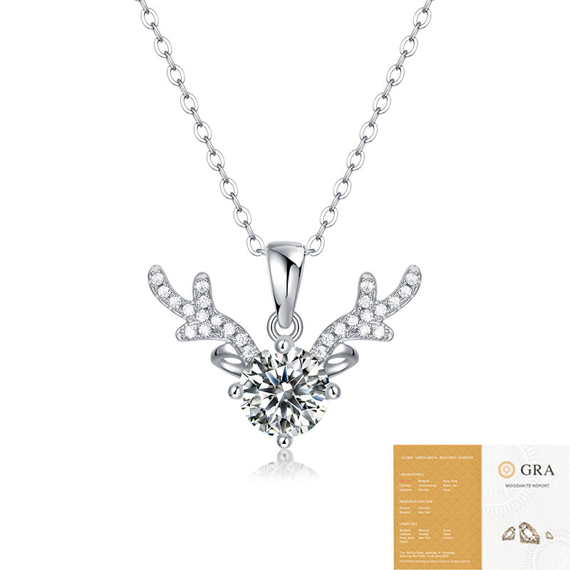 925 silver inlaid moissanite water drop necklace six-claw pendant collarbone chain