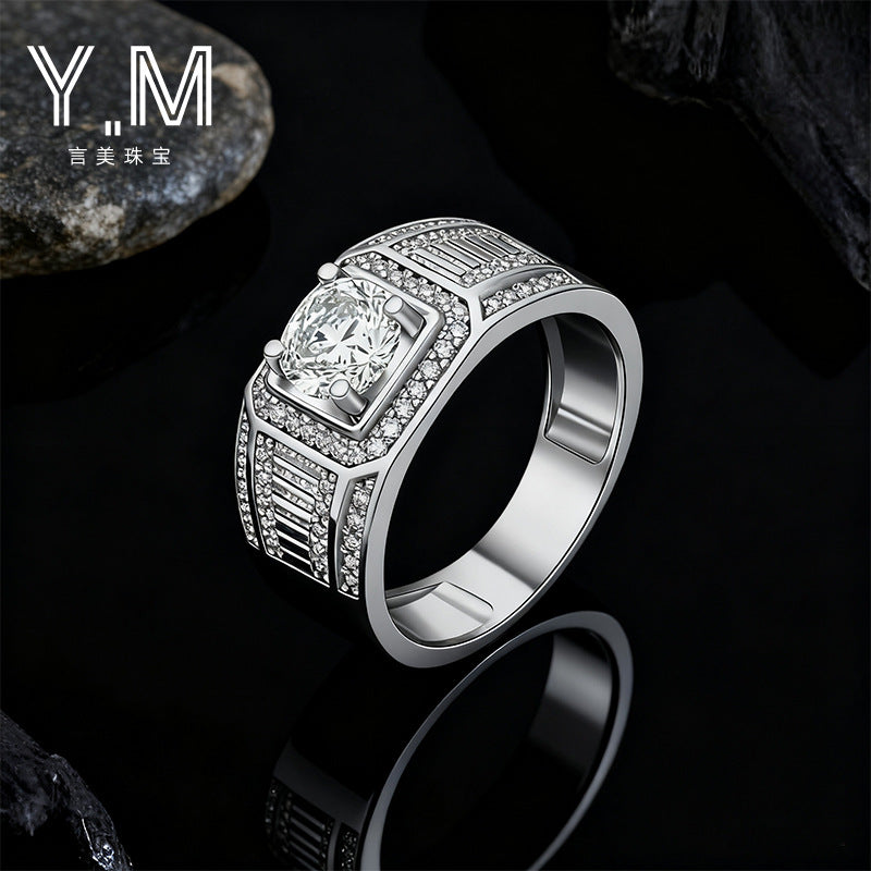 Hot-selling moissanite men's ring domineering mechanical style personalized design jewelry