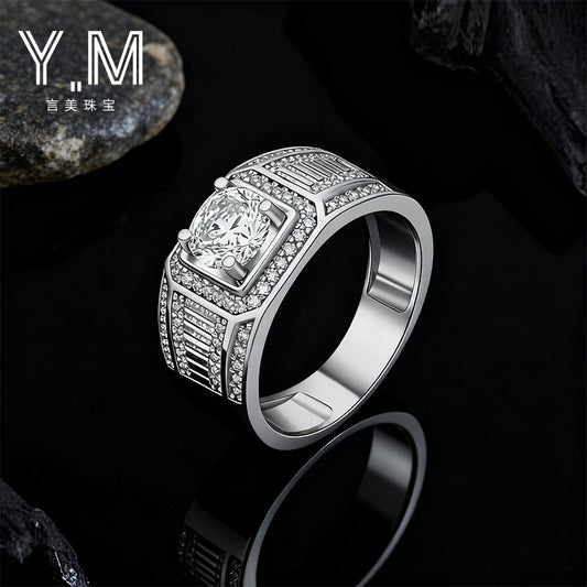 Hot-selling moissanite men's ring domineering mechanical style personalized design jewelry