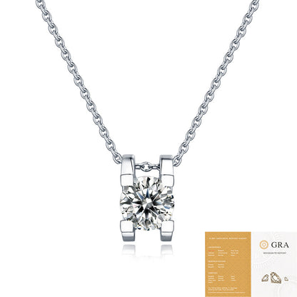 925 silver inlaid moissanite water drop necklace six-claw pendant collarbone chain