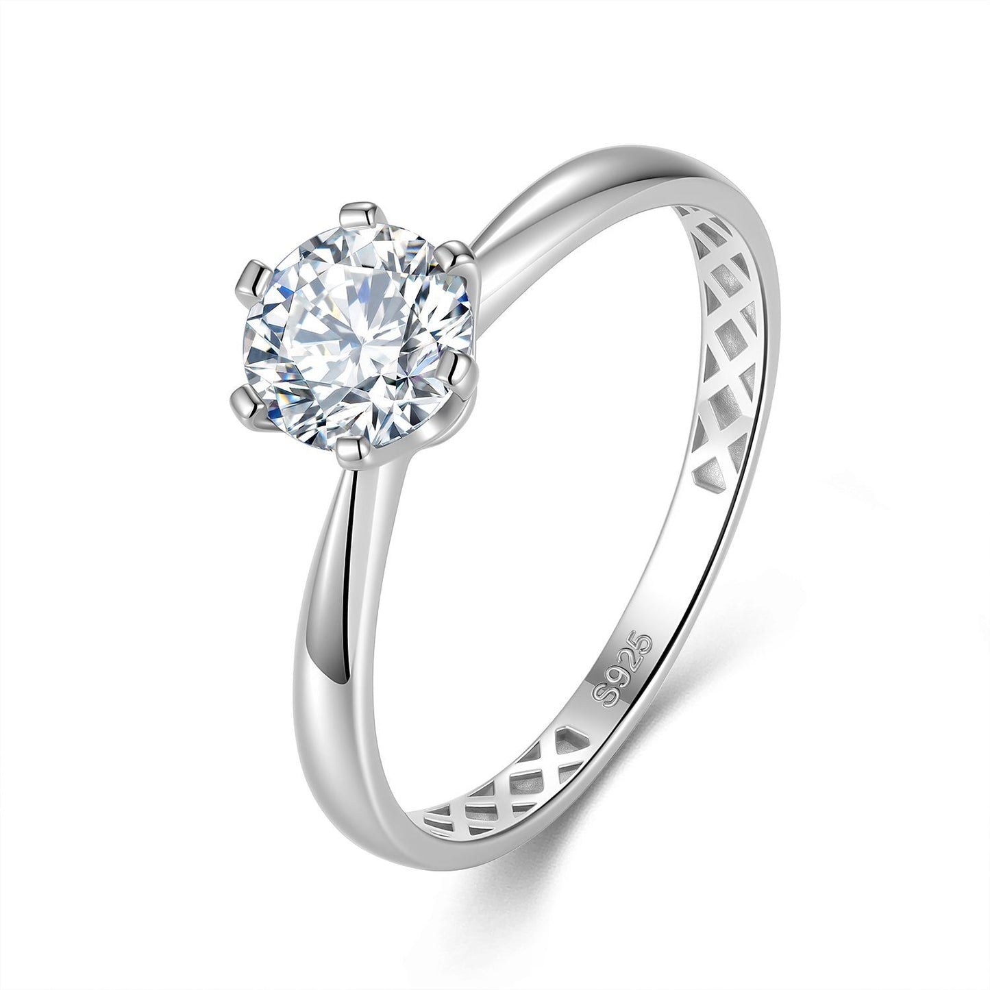 Six-claw S925 sterling silver moissanite ring, niche high-end ring for women