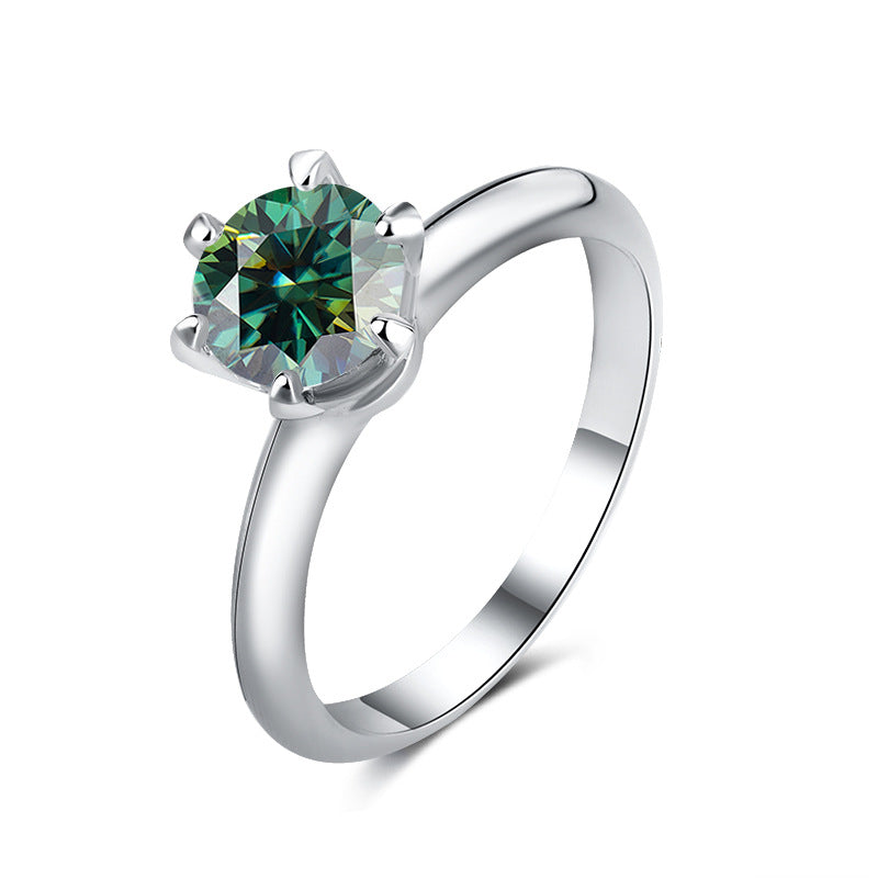 Classic six-claw mozzarella diamond GRA diamond ring s925 sterling silver 1 carat ring premium sense marriage proposal