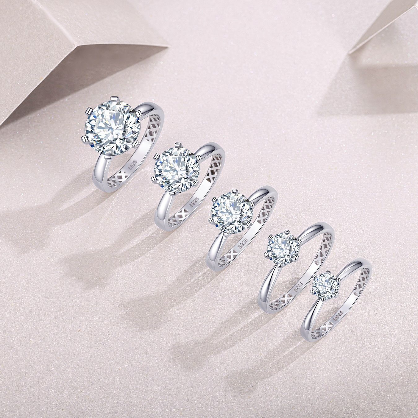 Six-claw S925 sterling silver moissanite ring, niche high-end ring for women