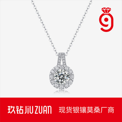 925 silver inlaid moissanite water drop necklace six-claw pendant collarbone chain
