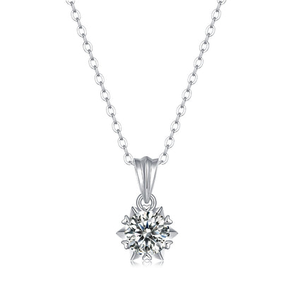 925 silver inlaid moissanite water drop necklace six-claw pendant collarbone chain
