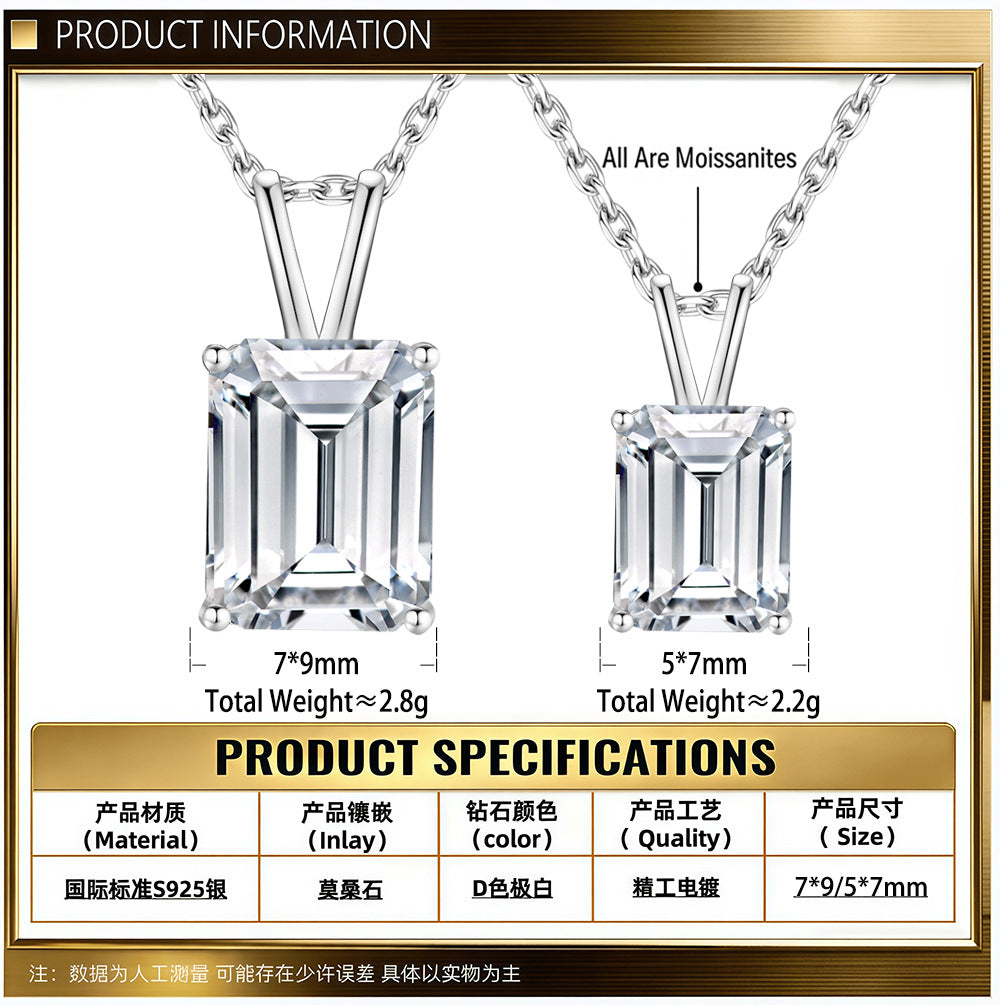 3-Carat Moissanite Necklace 925 Sterling Silver Pendant Fashion Accessories
