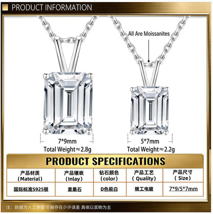 3-Carat Moissanite Necklace 925 Sterling Silver Pendant Fashion Accessories