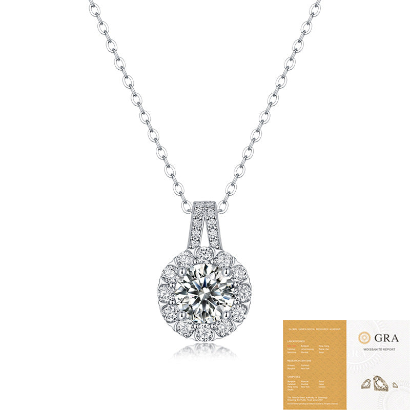 925 silver inlaid moissanite water drop necklace six-claw pendant collarbone chain
