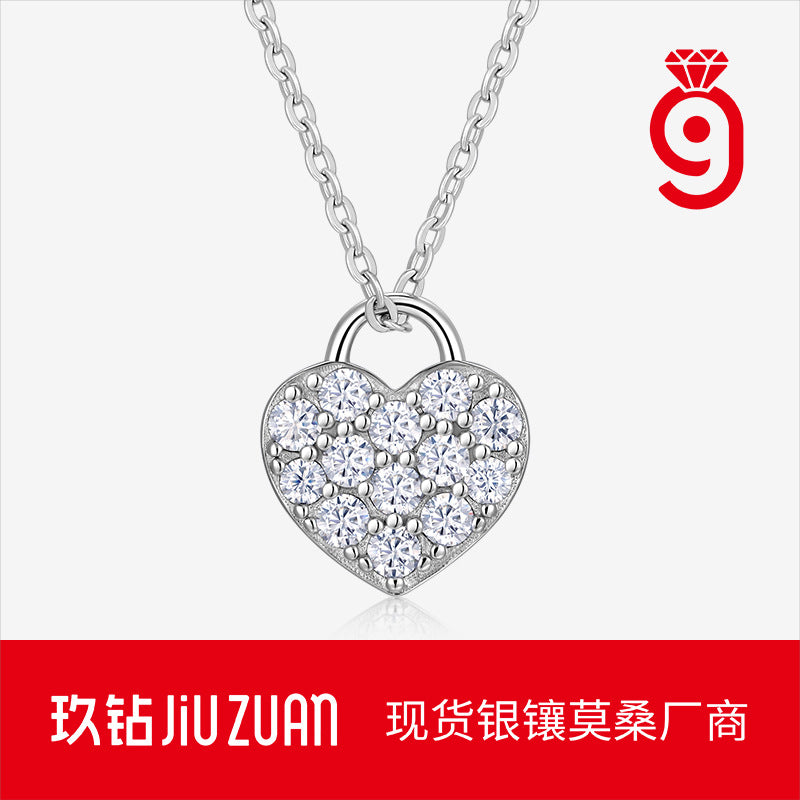 925 silver inlaid moissanite water drop necklace six-claw pendant collarbone chain