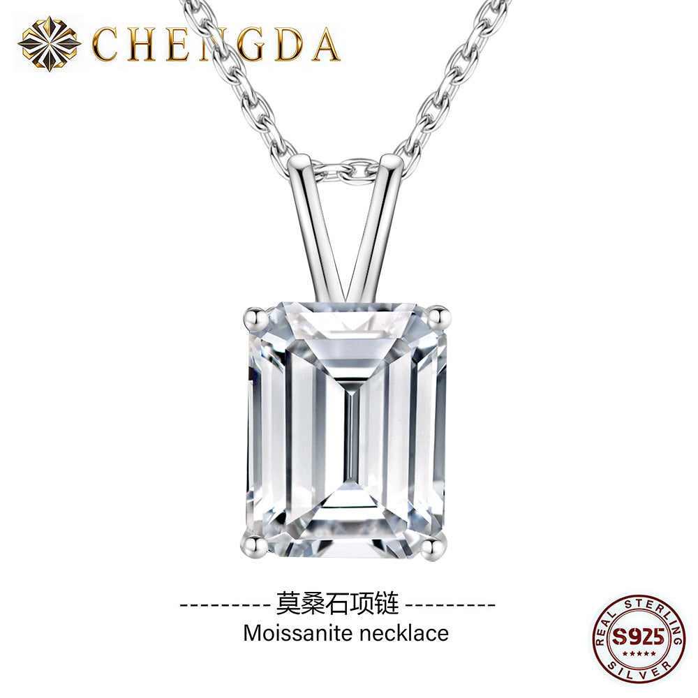3-Carat Moissanite Necklace 925 Sterling Silver Pendant Fashion Accessories