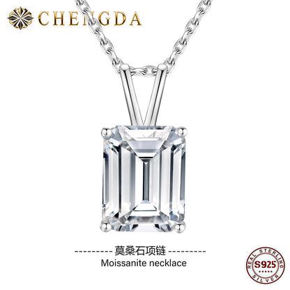 3-Carat Moissanite Necklace 925 Sterling Silver Pendant Fashion Accessories