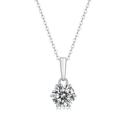 925 silver inlaid moissanite water drop necklace six-claw pendant collarbone chain