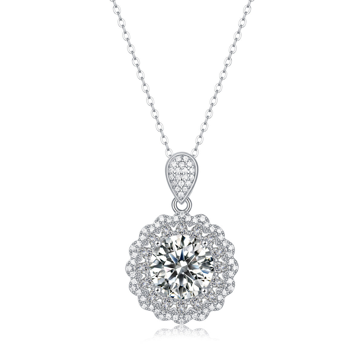 925 silver inlaid moissanite water drop necklace six-claw pendant collarbone chain