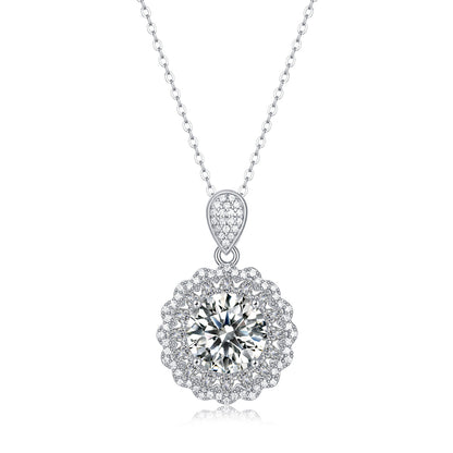 925 silver inlaid moissanite water drop necklace six-claw pendant collarbone chain