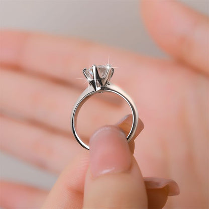 Classic six-claw mozzarella diamond GRA diamond ring s925 sterling silver 1 carat ring premium sense marriage proposal