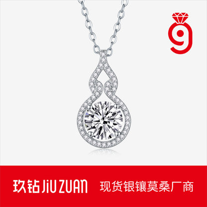 925 silver inlaid moissanite water drop necklace six-claw pendant collarbone chain
