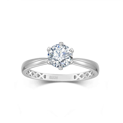 Six-claw S925 sterling silver moissanite ring, niche high-end ring for women
