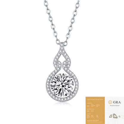 925 silver inlaid moissanite water drop necklace six-claw pendant collarbone chain